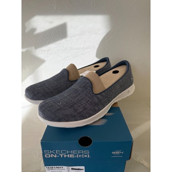 Skechers Womens Go Walk Lite Amore Navy Slip On Shoes Sze 11 Comfort Mesh - Picture 3 of 7
